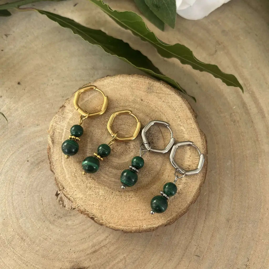 Boucles d’Oreilles Malachite: Éclat Vert et Harmonie