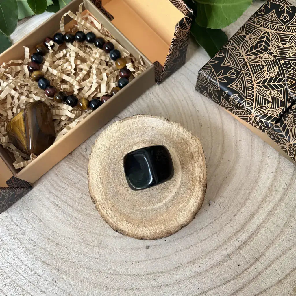 Box Protection Pierres Naturelles Aura de Roche avec pierres lithothérapie et bracelet naturel