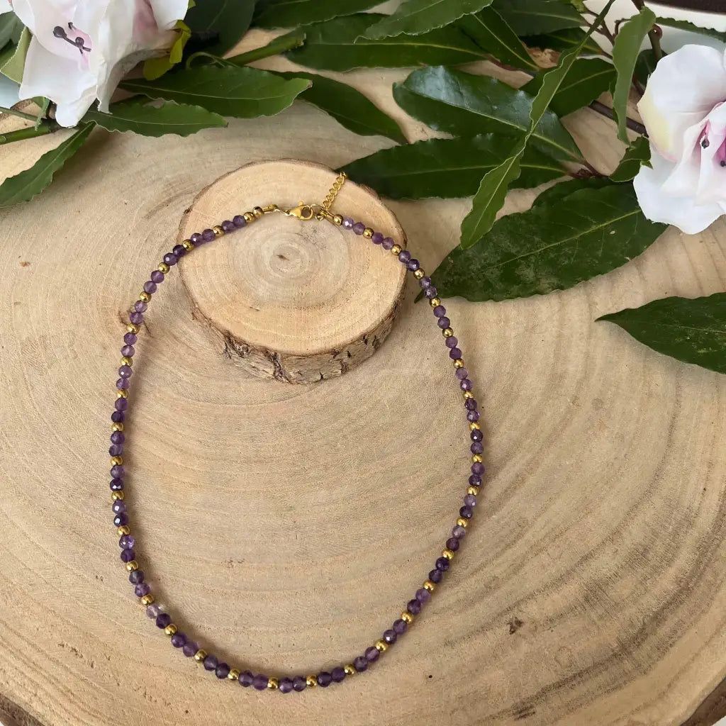Collier Eden Améthyste - bijoux pierre naturelle et acier