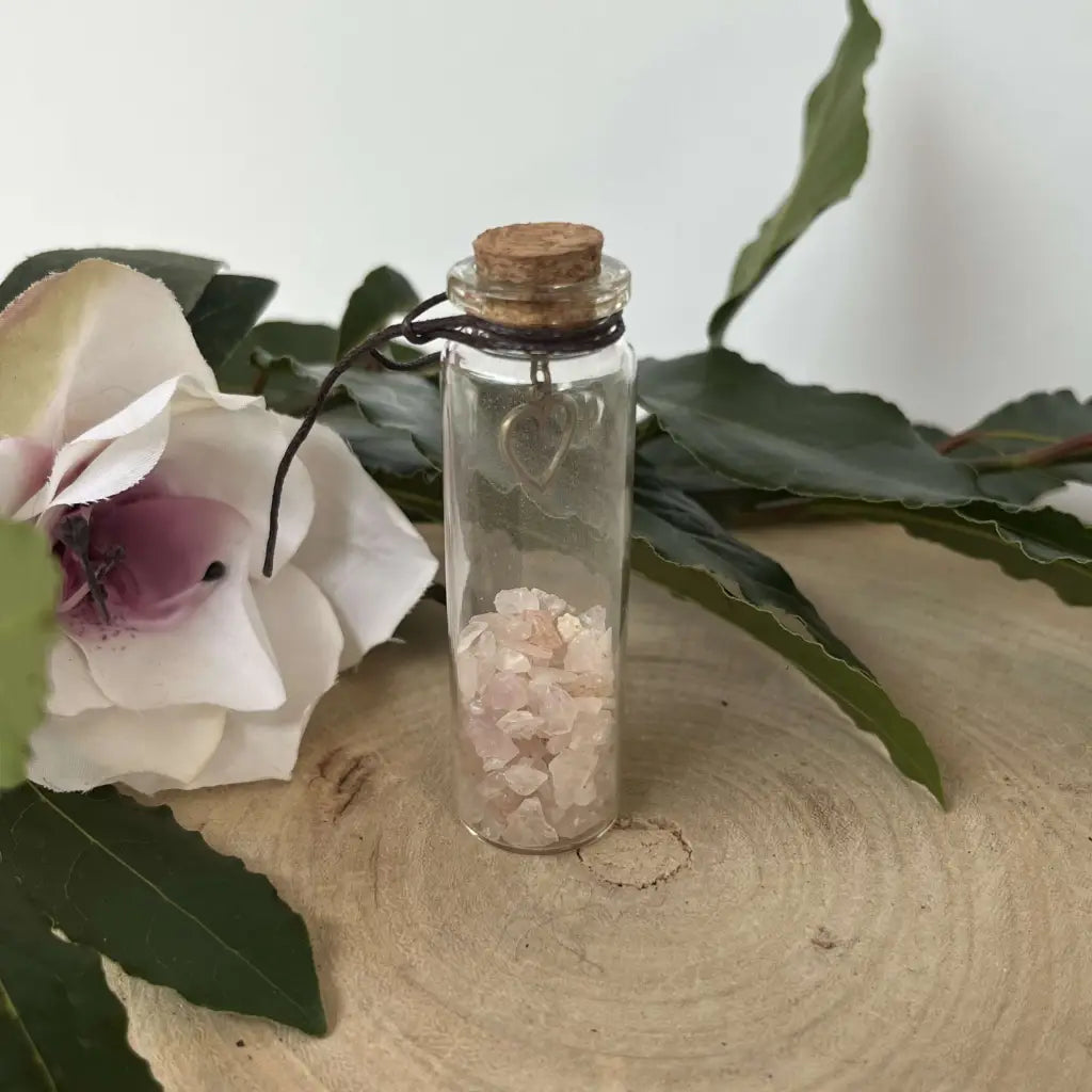 Fiole à Souhaits en Pierres Naturelles - Quartz rose