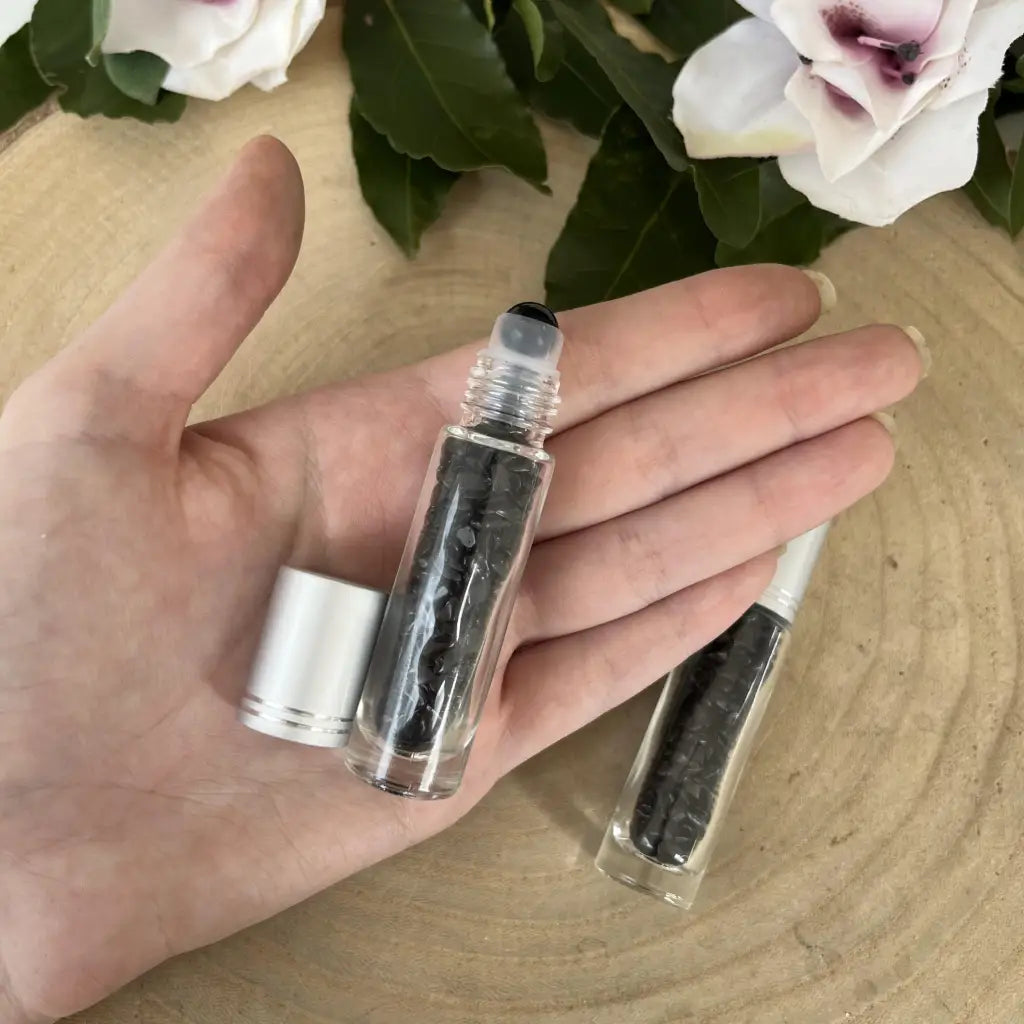 Flacon Roll-On en Obsidienne Noire – 10 ml | Pierre