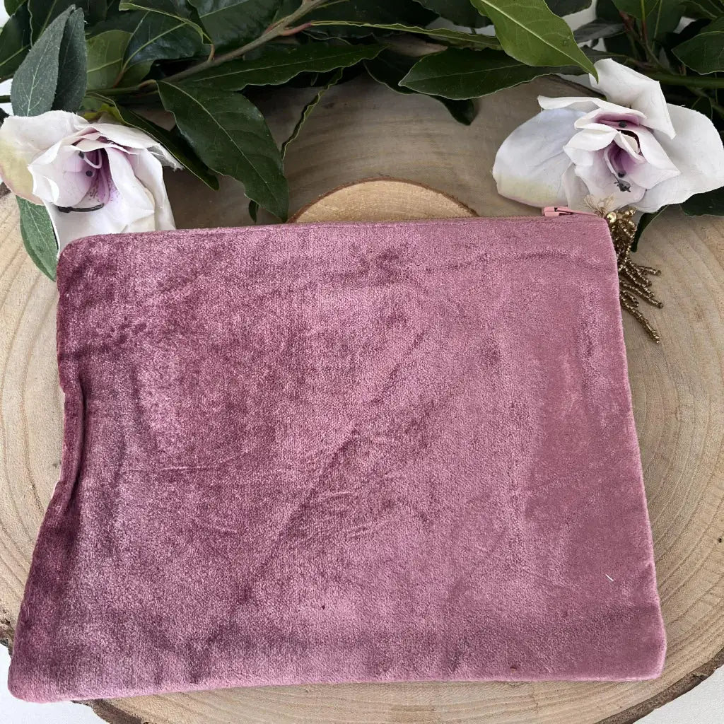 Pochette Velours Rose Arbre de Vie | Élégante et Pratique