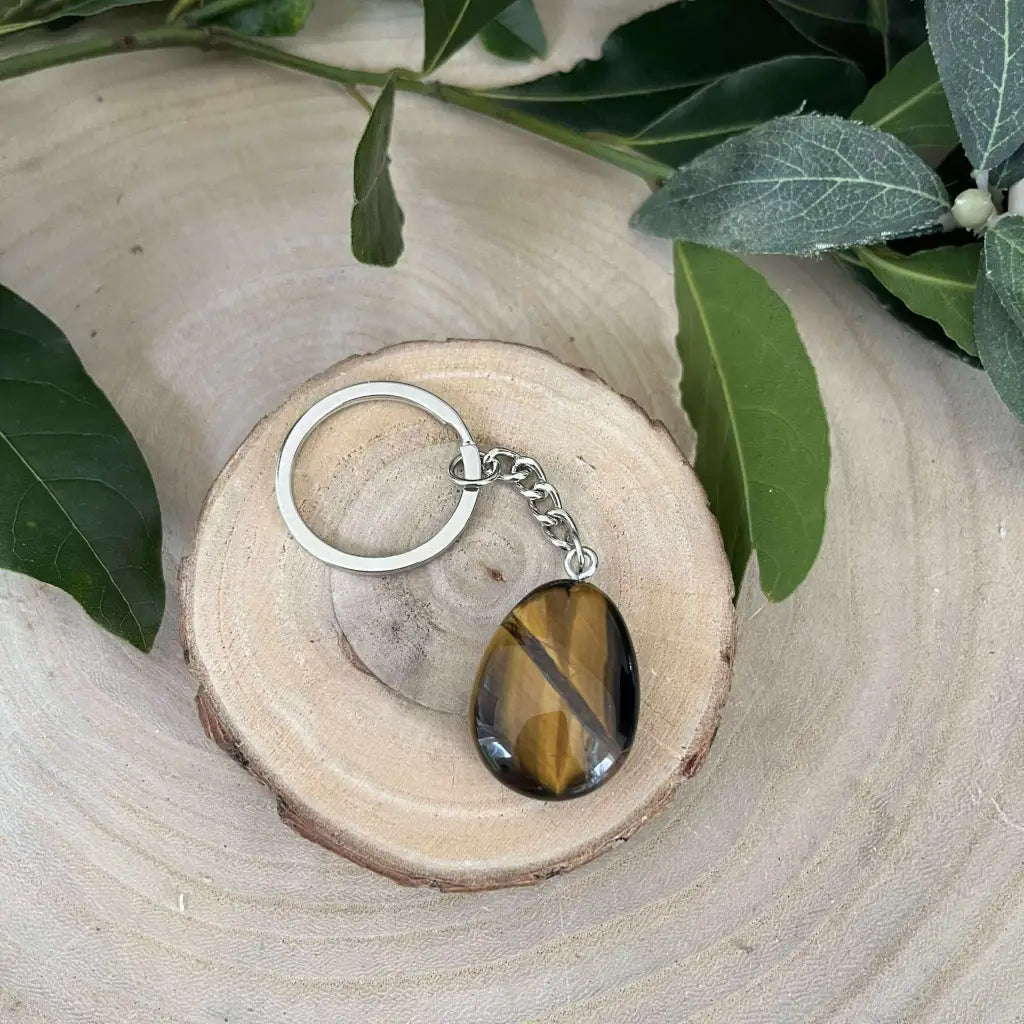 Porte-clés Œil de Tigre Naturel – Protection et Confiance