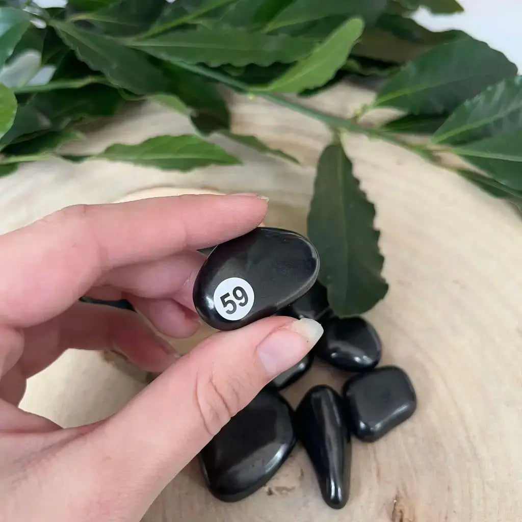 Pierre pyramide en Shungite Pierre Roulée Naturelle avec un marquage pour la collection