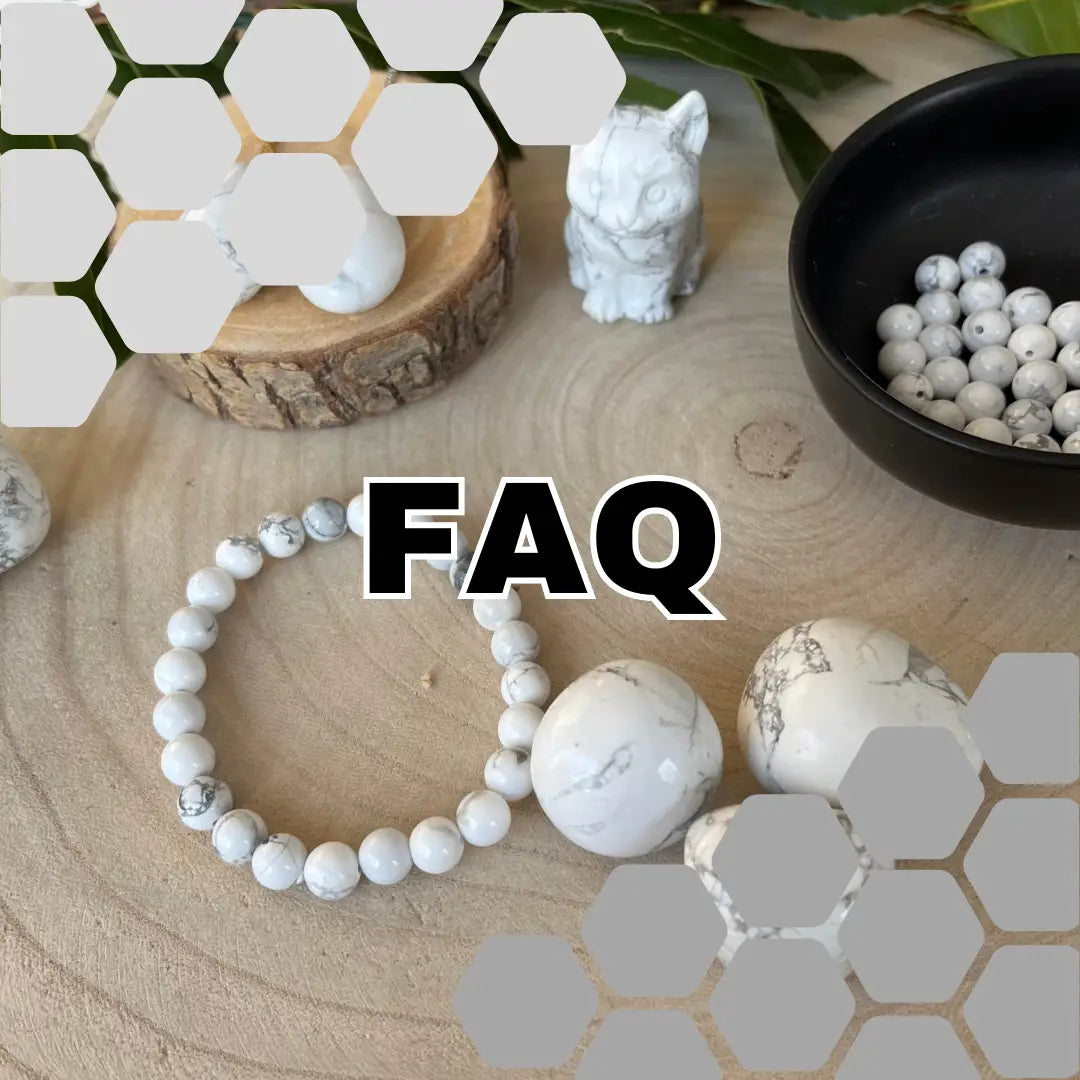 Bracelet en howlite blanche avec décor et éléments naturels pour FAQ Pierre Howlite Naturelle