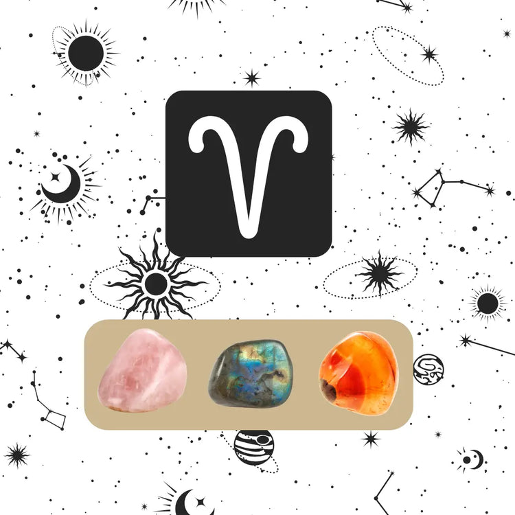 Collection Bélier Pierres Naturelles avec Quartz rose, Labradorite et Cornaline pour énergie et intuition