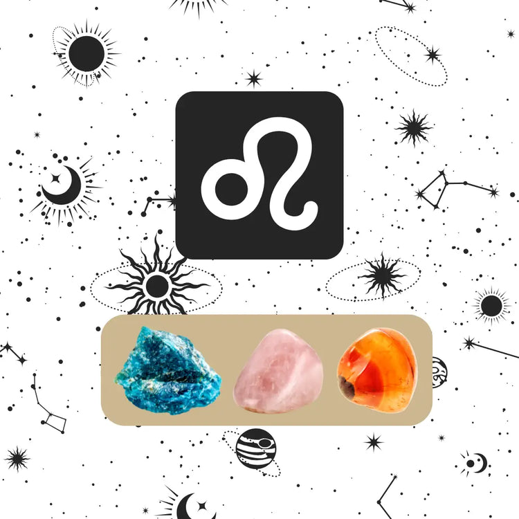 Collection Lion Pierres Naturelles avec Quartz rose, Cornaline et Apatite bleue pour bienfaits énergétiques