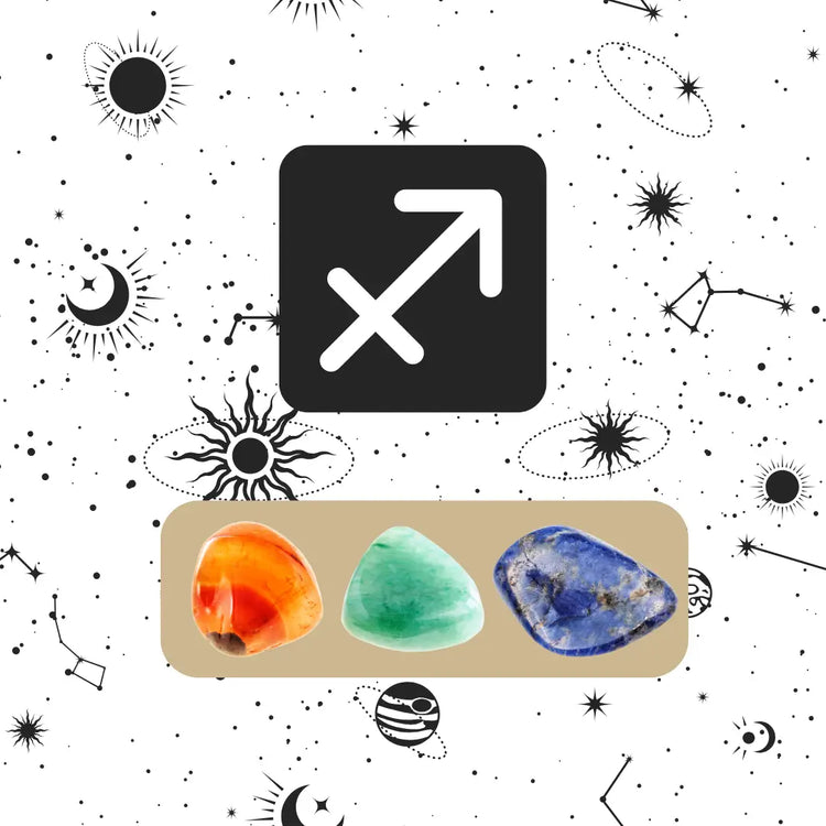 Collection Sagittaire Pierres Naturelles avec Lapis Lazuli, Cornaline et Aventurine verte