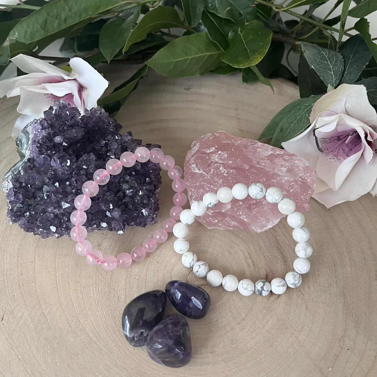 Pierres sérénité & détente : améthyste, lépidolite, quartz rose