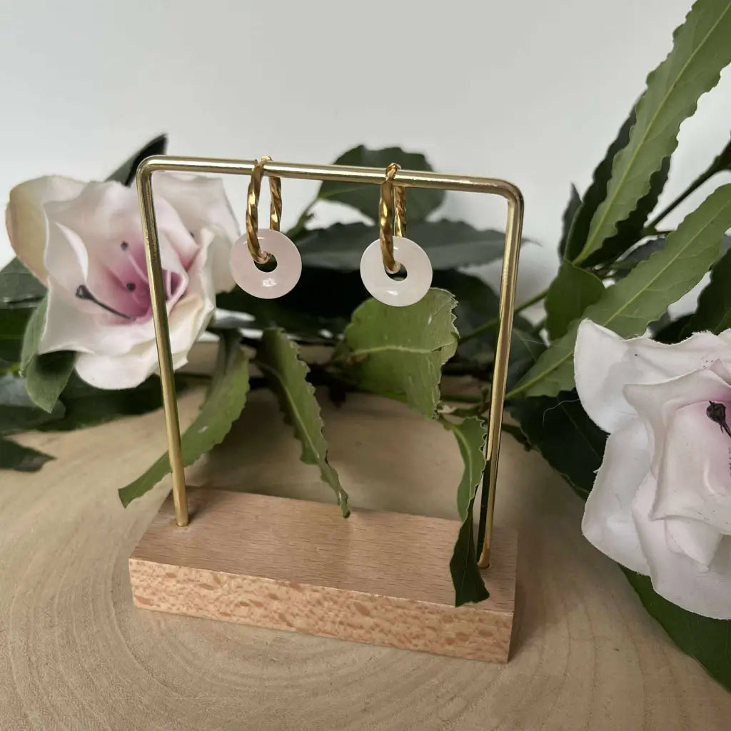 Boucles d’oreilles Donuts en Pierre Naturelle - Quartz rose