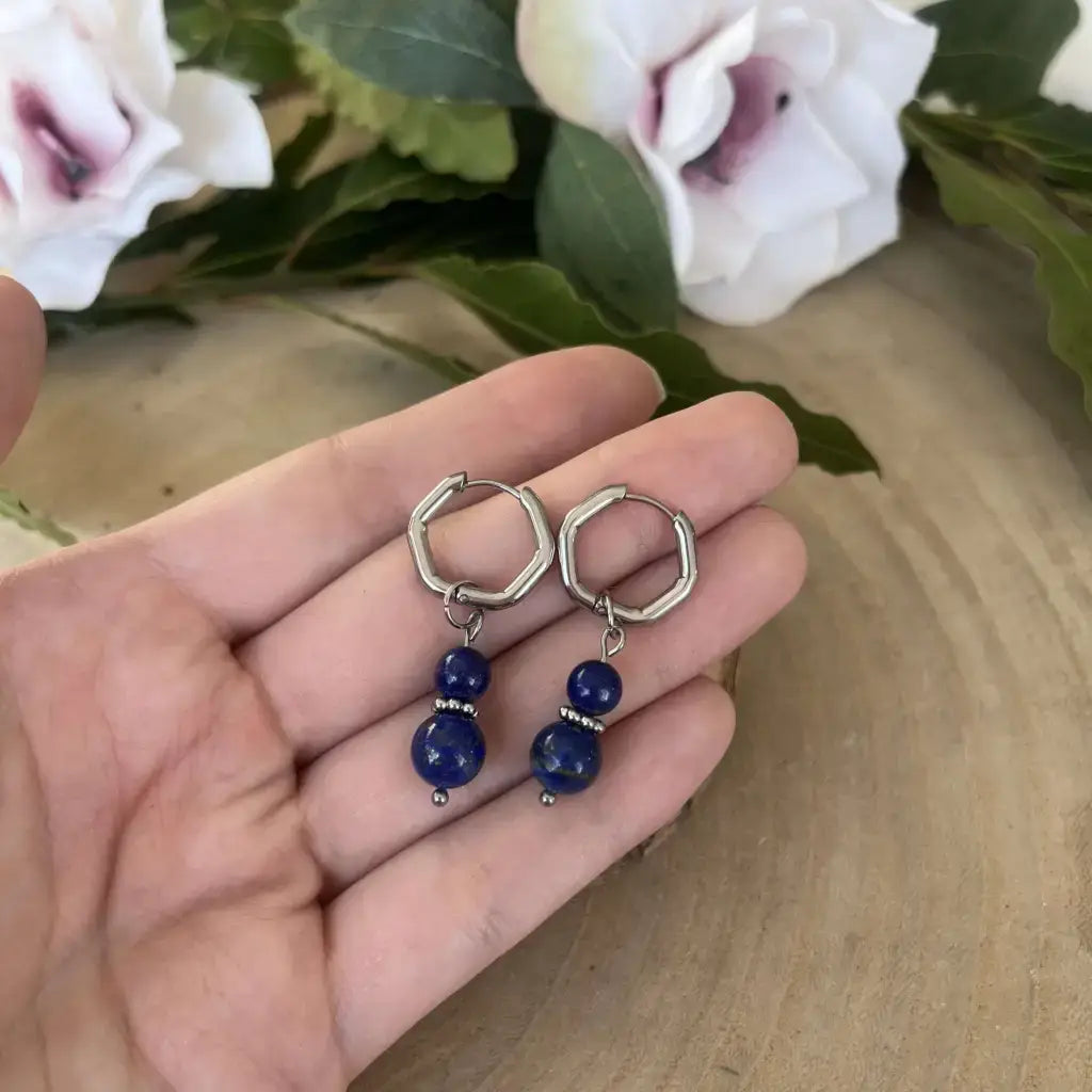 Boucles d'Oreilles Lapis Lazuli en argent avec des pierres bleues élégantes pour un style sophistiqué