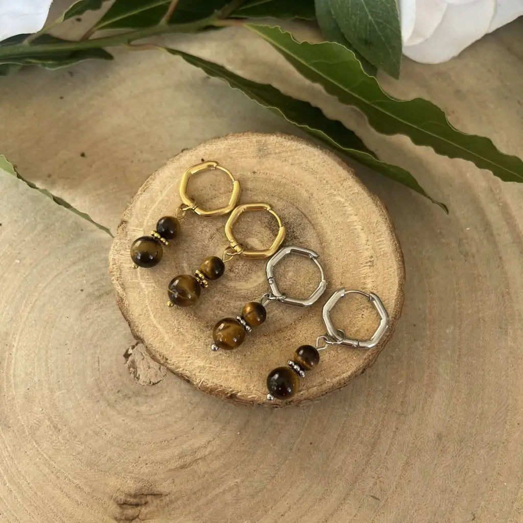 Boucles d’Oreilles Œil de Tigre: Élégance et Résistance