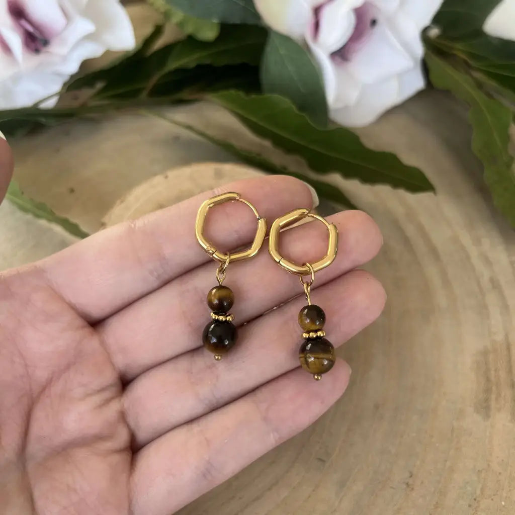Boucles d’Oreilles Œil de Tigre: Élégance et Résistance