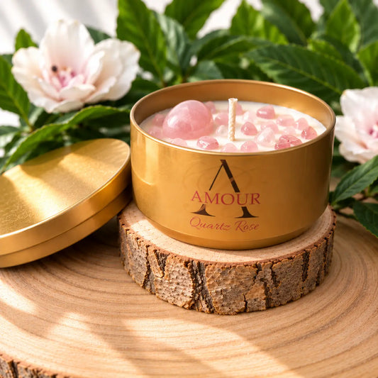 Bougie Amour en quartz rose