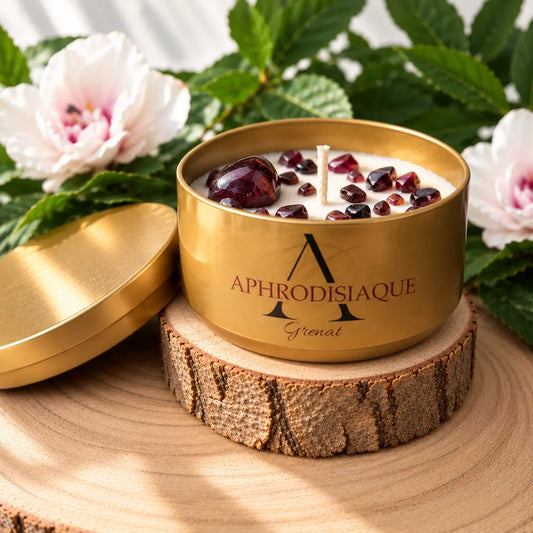 Bougie Passion en Grenat, Pierre Naturelle