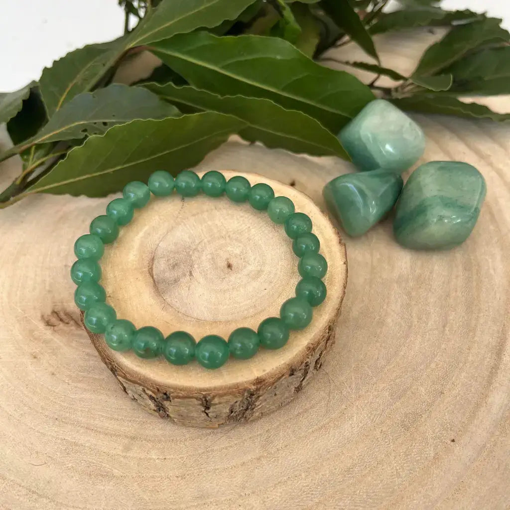 Bracelet Aventurine Verte Naturel en perles rondes, ajoutant une touche de style élégant à votre poignet