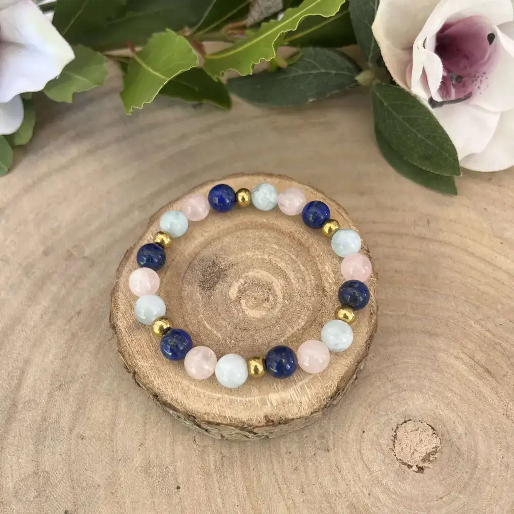 Bracelet d’Amitié en Pierres Naturelles avec des perles en lapis-lazuli, quartz rose et aventurine