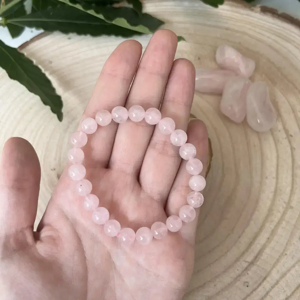 Bracelet Quartz Rose - Amour et Douceur en pierres naturelles, parfait pour le bien-être et la sérénité