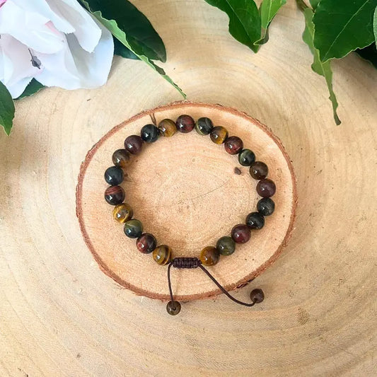 Bracelet Shambala 3 Yeux - Œil de Tigre, Œil de Faucon et Œil de Taureau