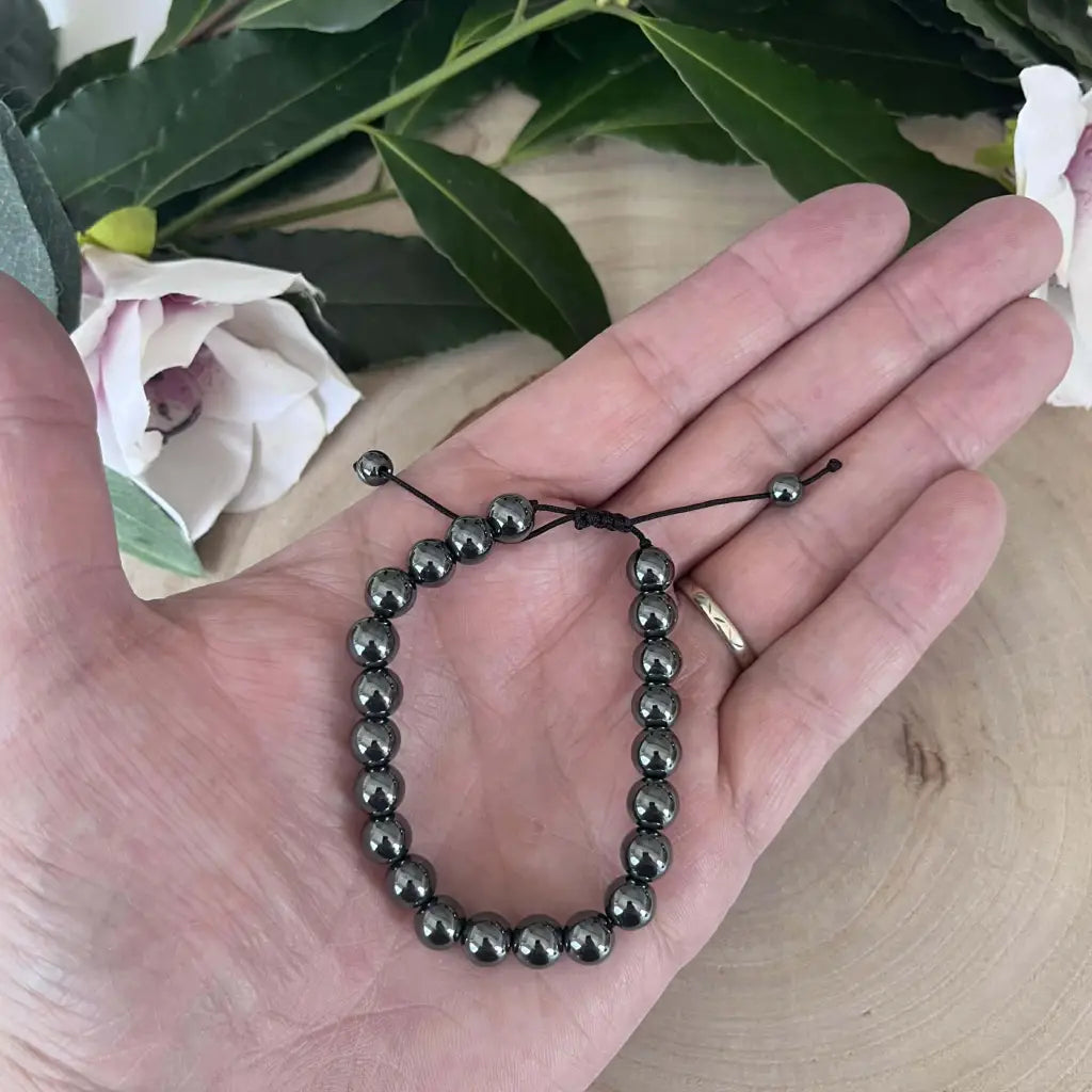 Bracelet Shambala Hématite Réglable - bracelet pierre