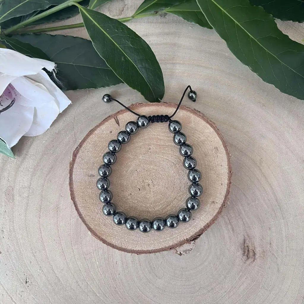 Bracelet Shambala Hématite Réglable - bracelet pierre
