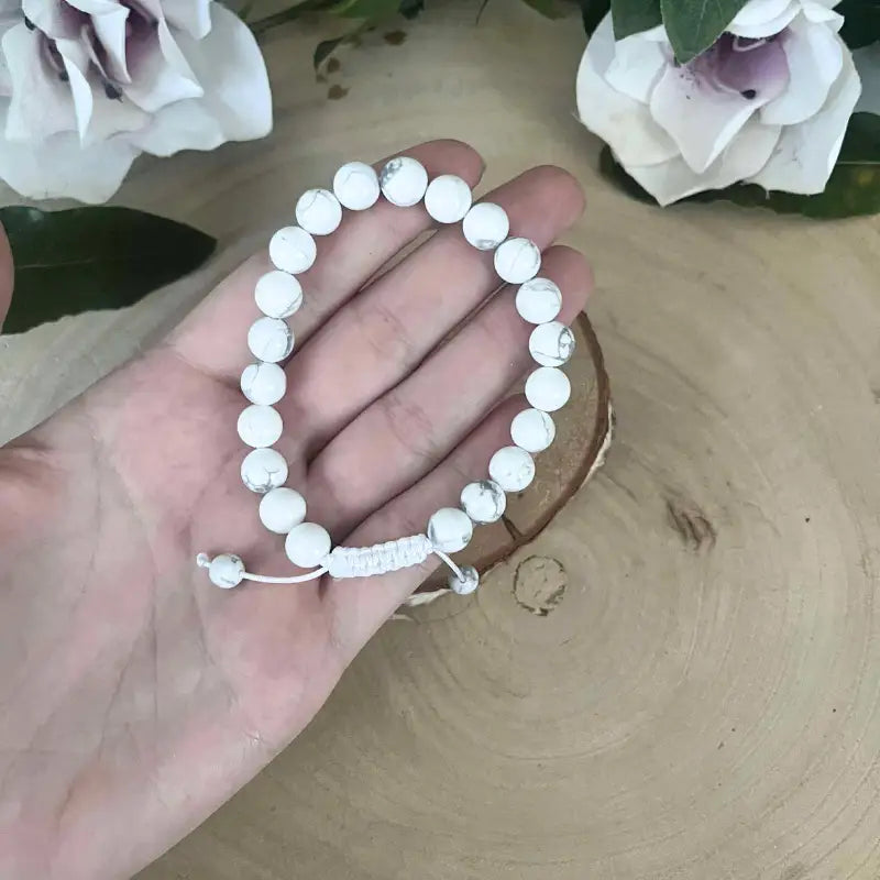 Bracelet Shambala Howlite Réglable - bracelet pierre