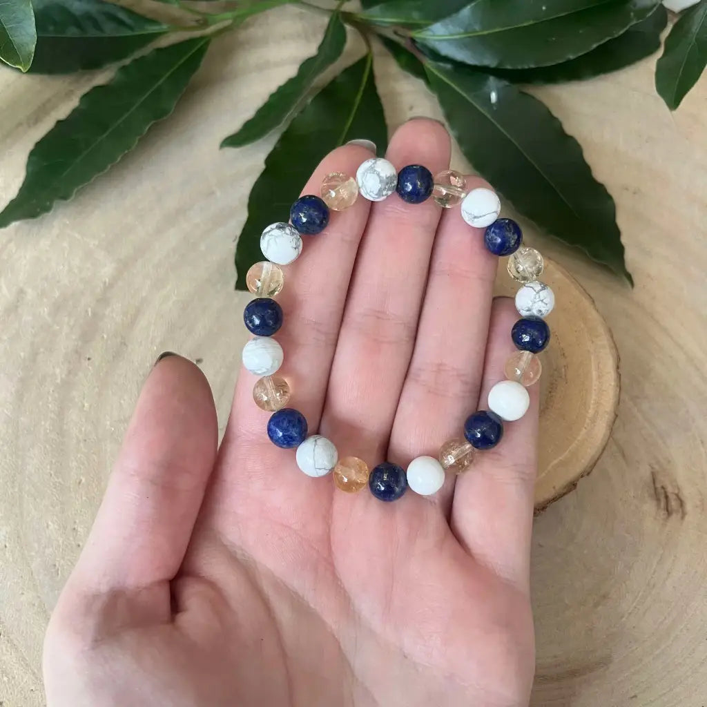 Bracelet Signe Gémeaux: Lapis Lazuli Citrine et Howlite