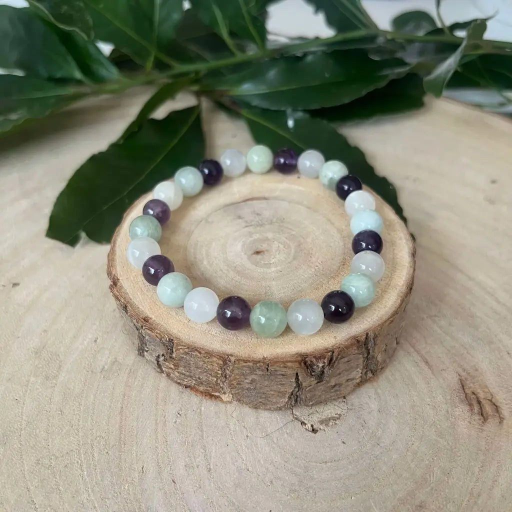 Bracelet Signe Poisson: Pierre de Lune Améthyste et Aigue