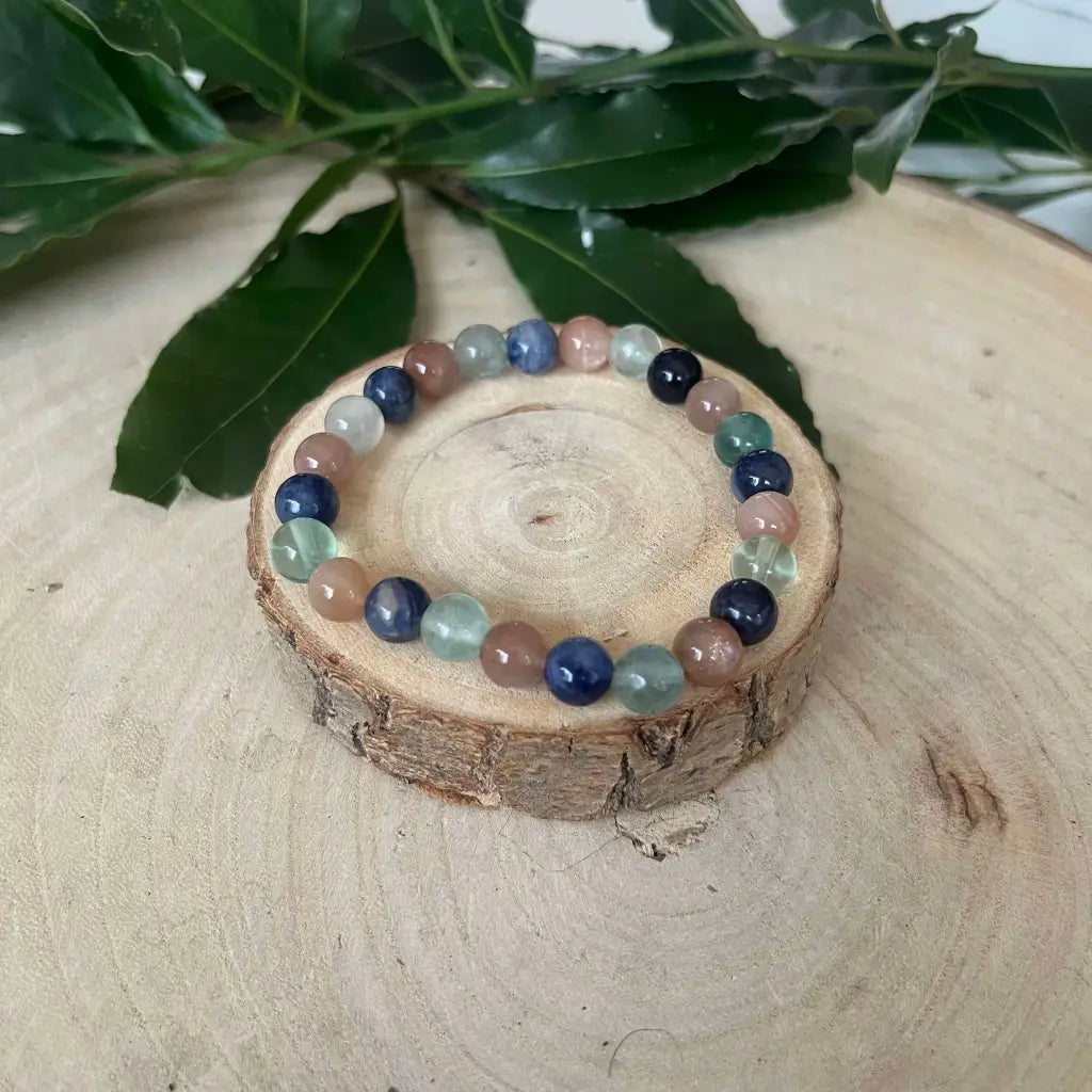 Bracelet Signe Verseau: Fluorite Sodalite et Pierre