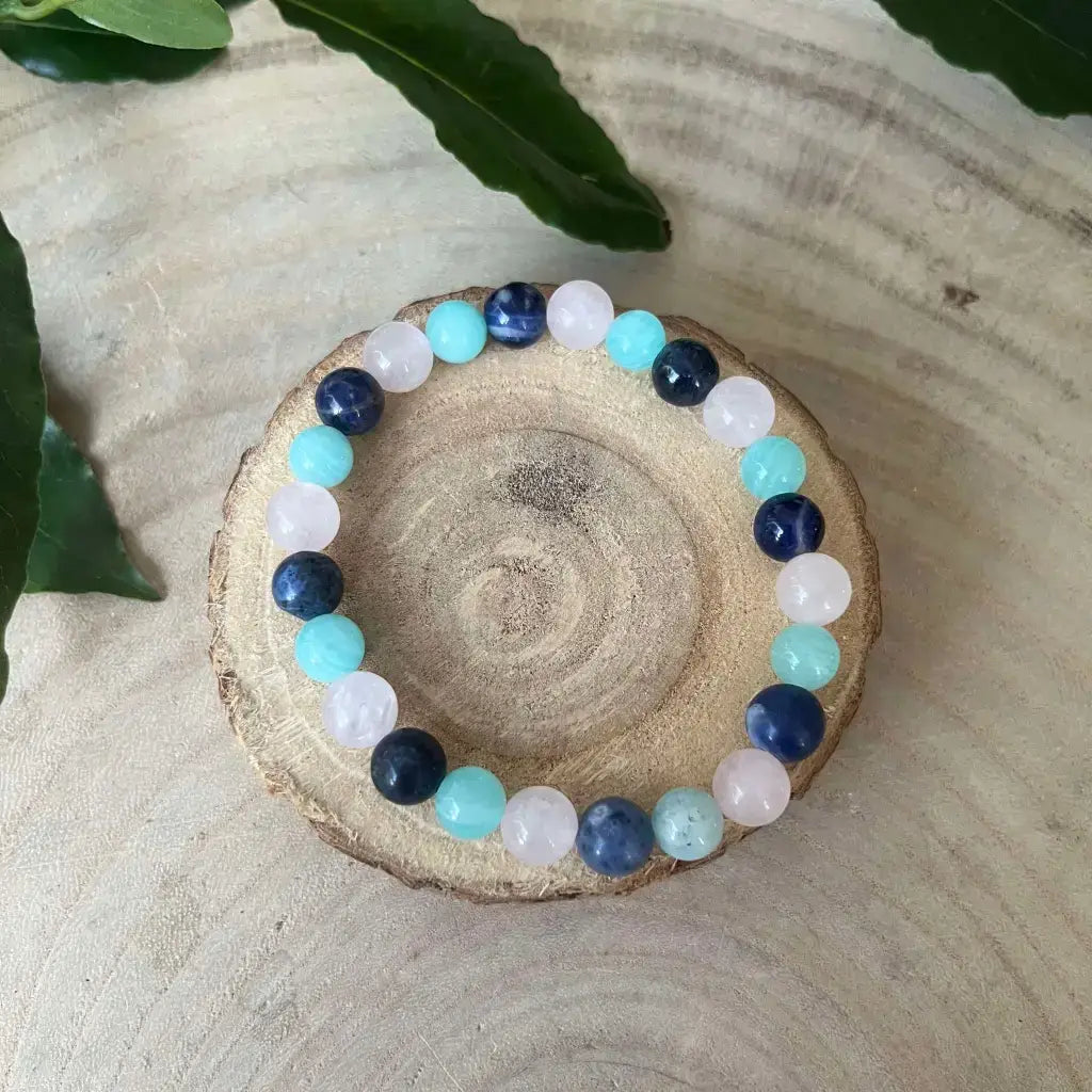 Bracelet Signe Vierge en pierres naturelles bleues et turquoise avec un design élégant et apaisant
