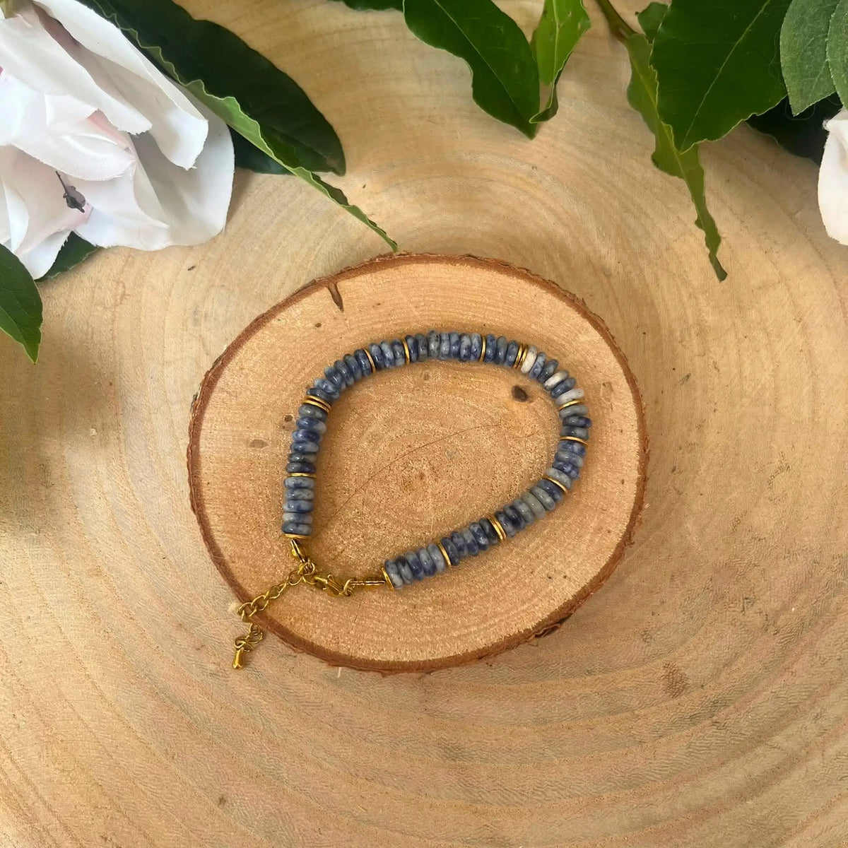 Bracelet Sodalite Perles Rondelles 6 mm Réglable