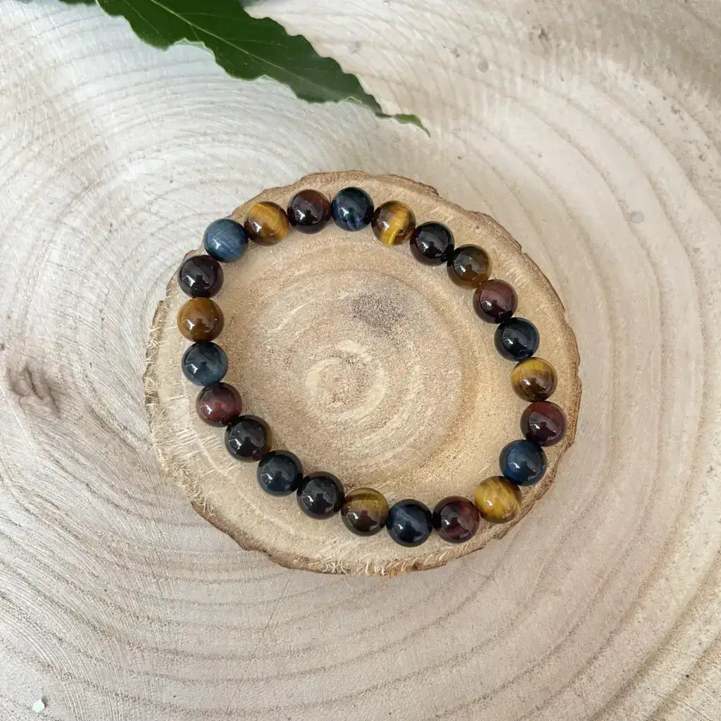 Bracelet Trois Yeux en pierres naturelles avec des couleurs variées pour bien-être et équilibre