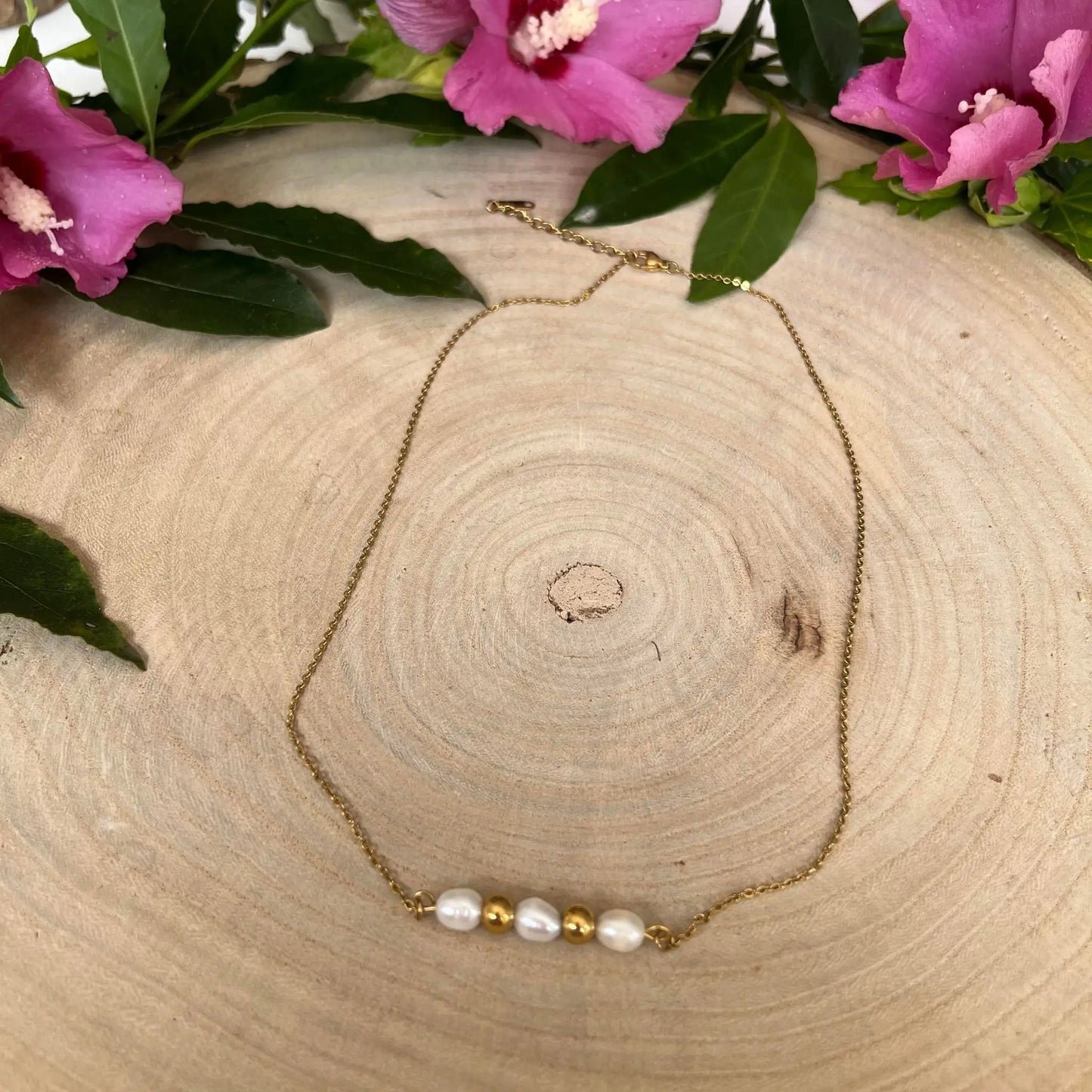 Collier Aqua - Collier acier inoxydable et perle