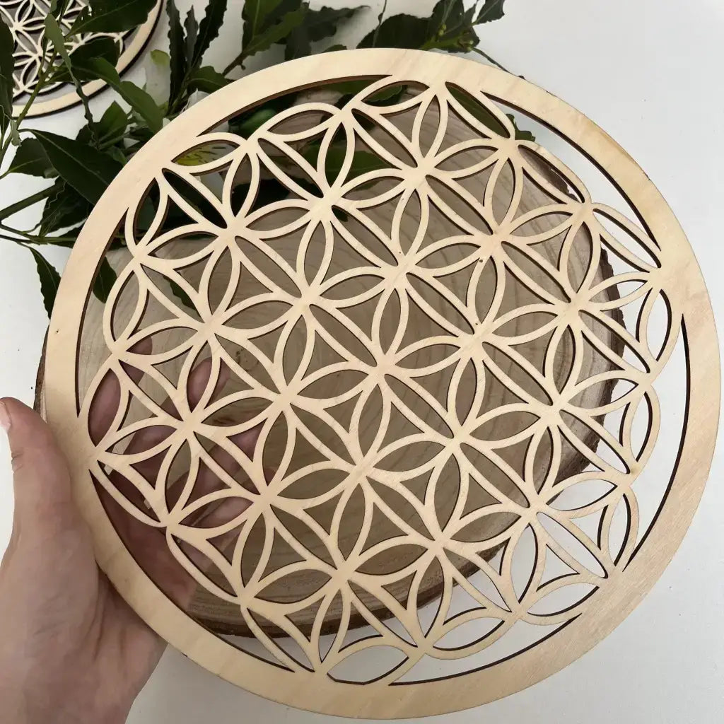 Plateau Fleur de Vie en Bois diametre 30 cm