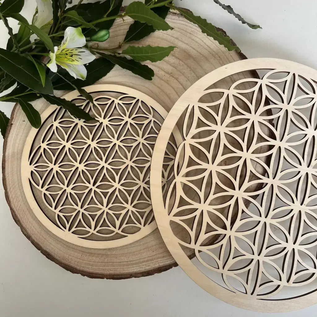 Plateau Fleur de Vie en Bois pour recharger les pierres