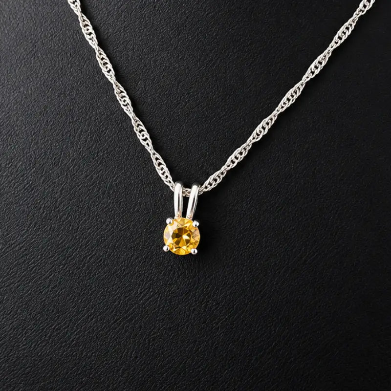 Mini Pendentif Cercle en avec Citrine
