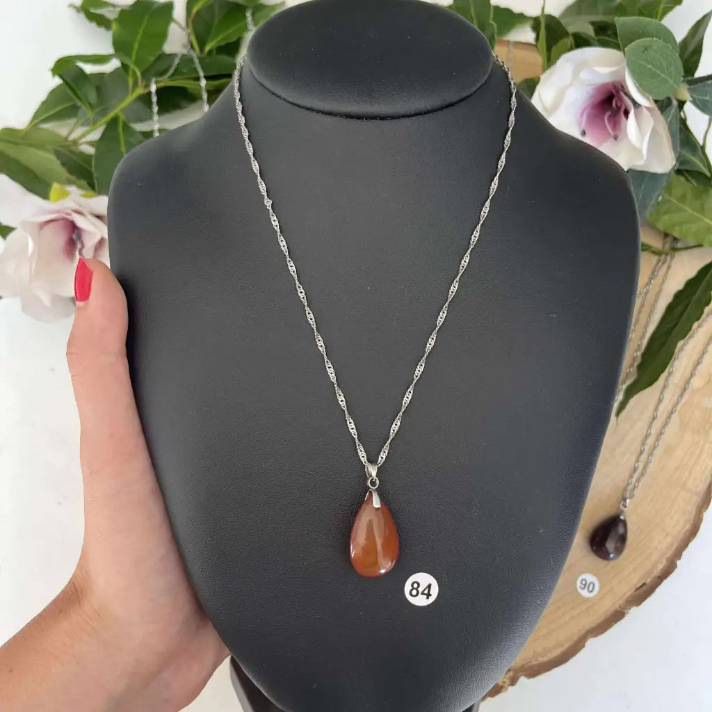 Pendentif en Cornaline - Amour et dynamisme. - Argent / 84