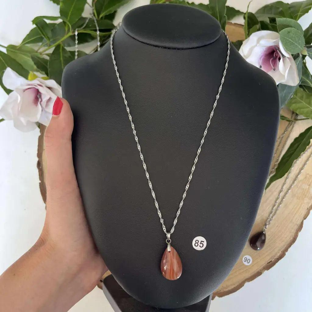 Pendentif en Cornaline - Amour et dynamisme. - Argent / 85