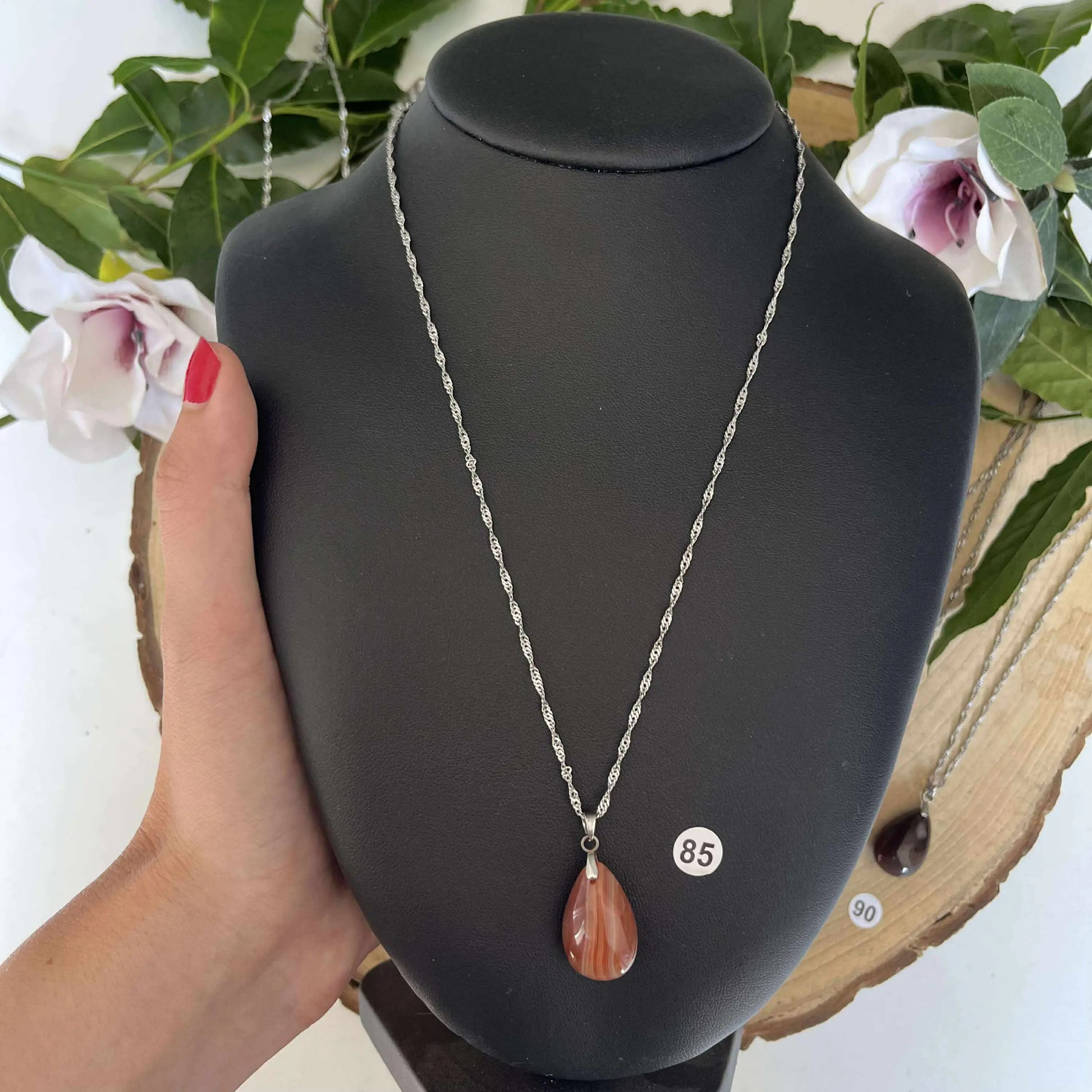 Pendentif en Cornaline - Amour et dynamisme. - Argent / 85