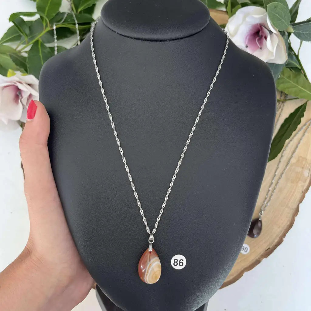 Pendentif en Cornaline - Amour et dynamisme. - Argent / 86