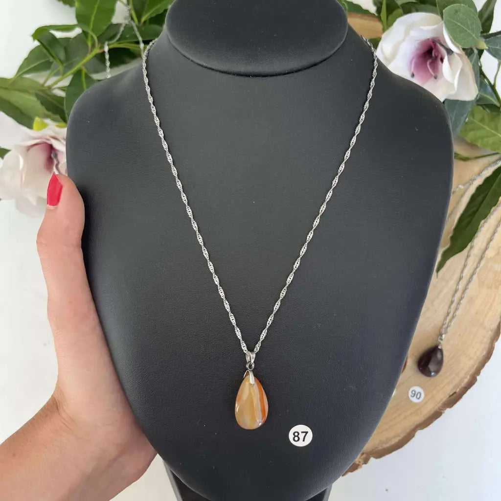 Pendentif en Cornaline - Amour et dynamisme. - Argent / 87