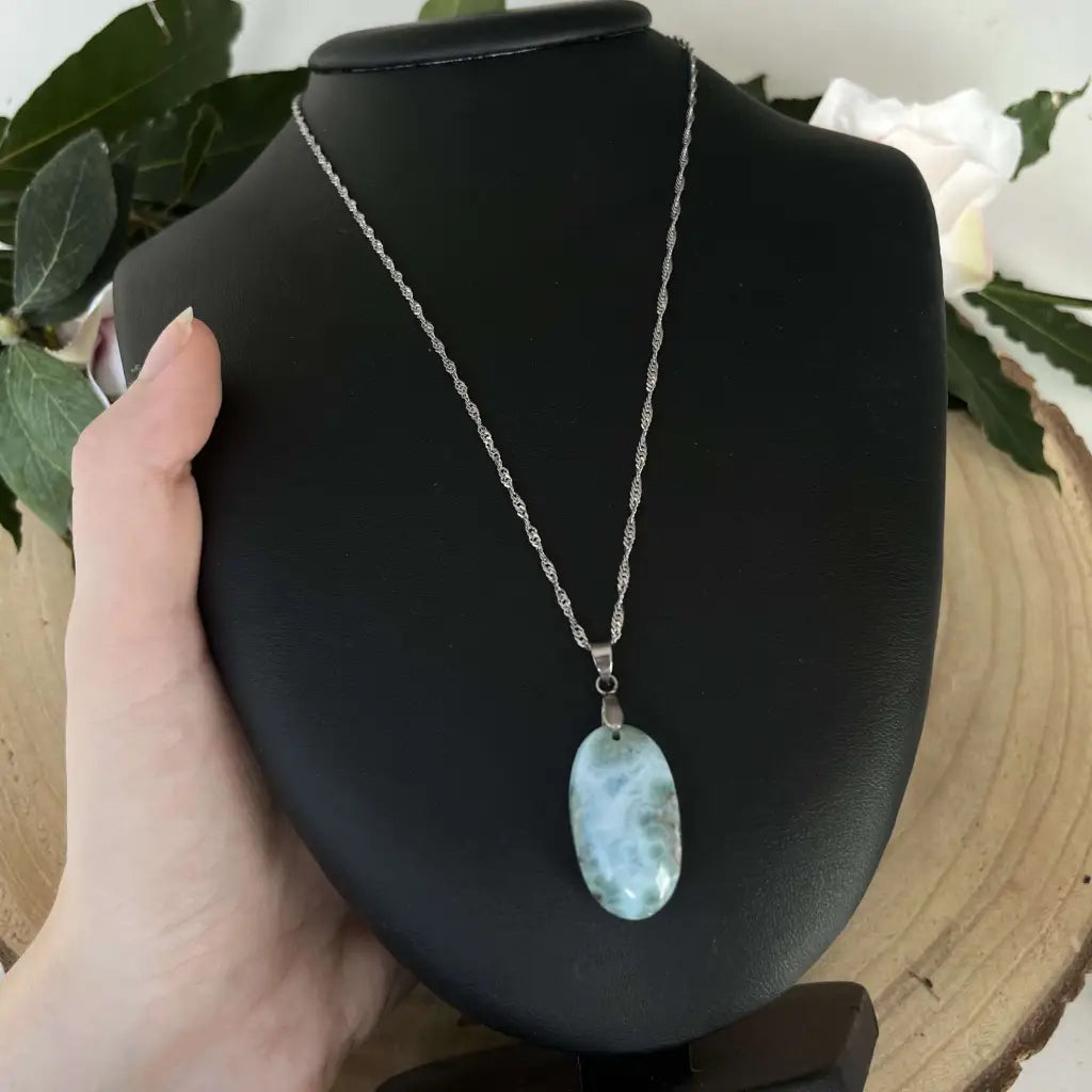 Pendentif Larimar - Argent - Collier pendentif