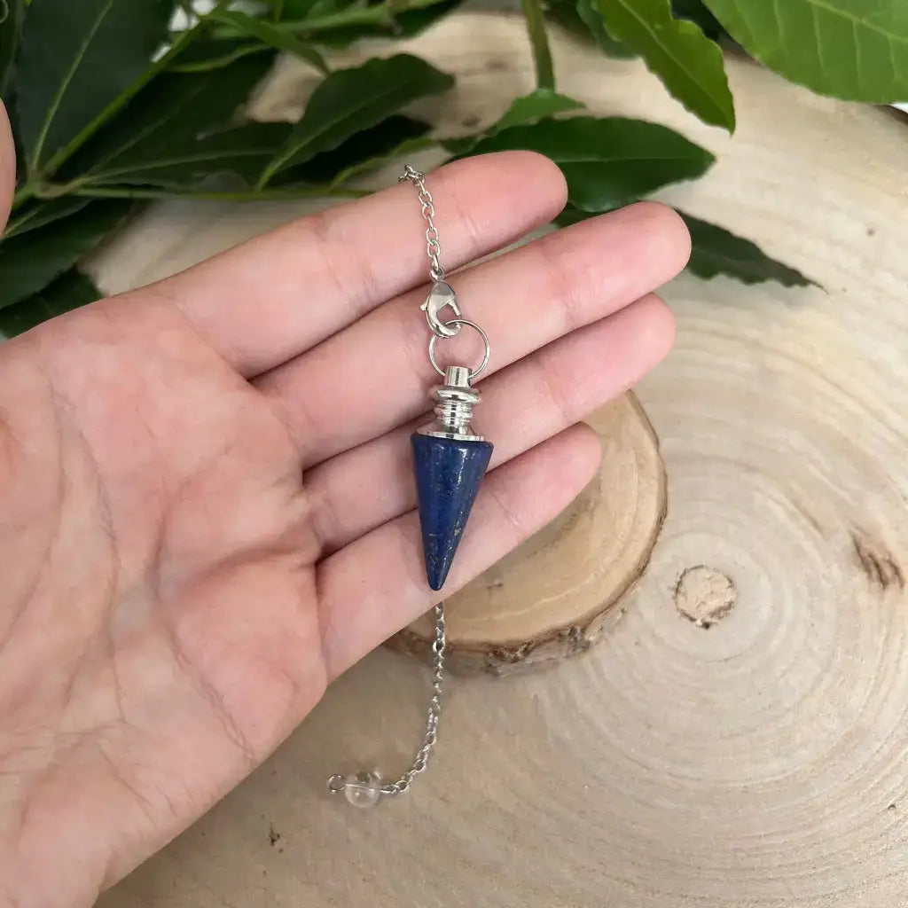 Pendule en Lapis Lazuli avec chaîne en métal, idéal pour la divination et le bien-être