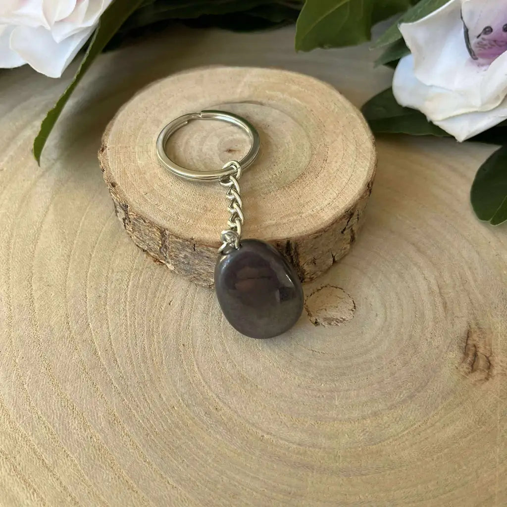 Porte-clés en Hématite Naturelle - porte clé pierre
