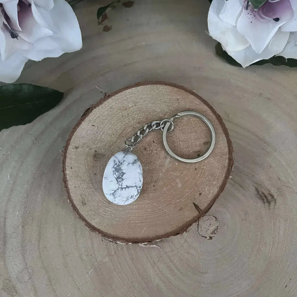 Porte-clés Howlite Naturelle – Calme et Sérénité - porte