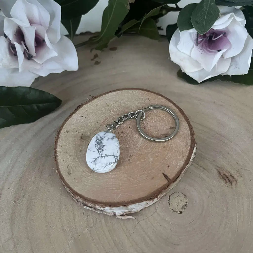 Porte-clés Howlite Naturelle – Calme et Sérénité - porte