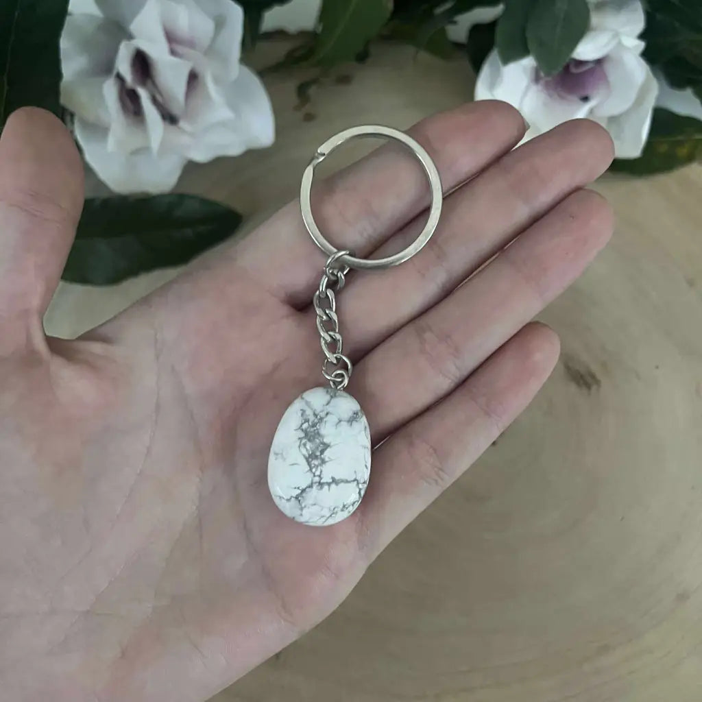 Porte-clés Howlite Naturelle – Calme et Sérénité - porte