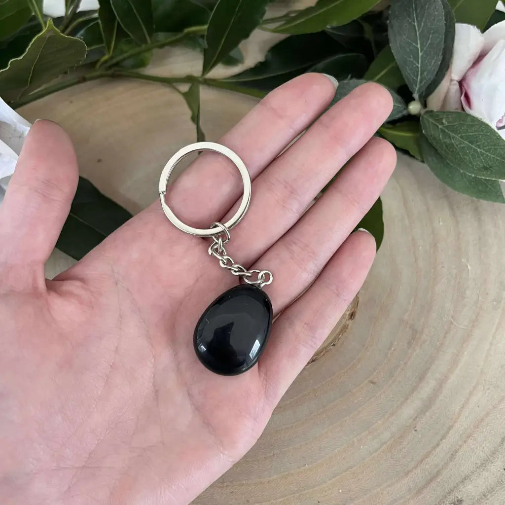 Porte-clés Obsidienne Noire Naturelle – Protection