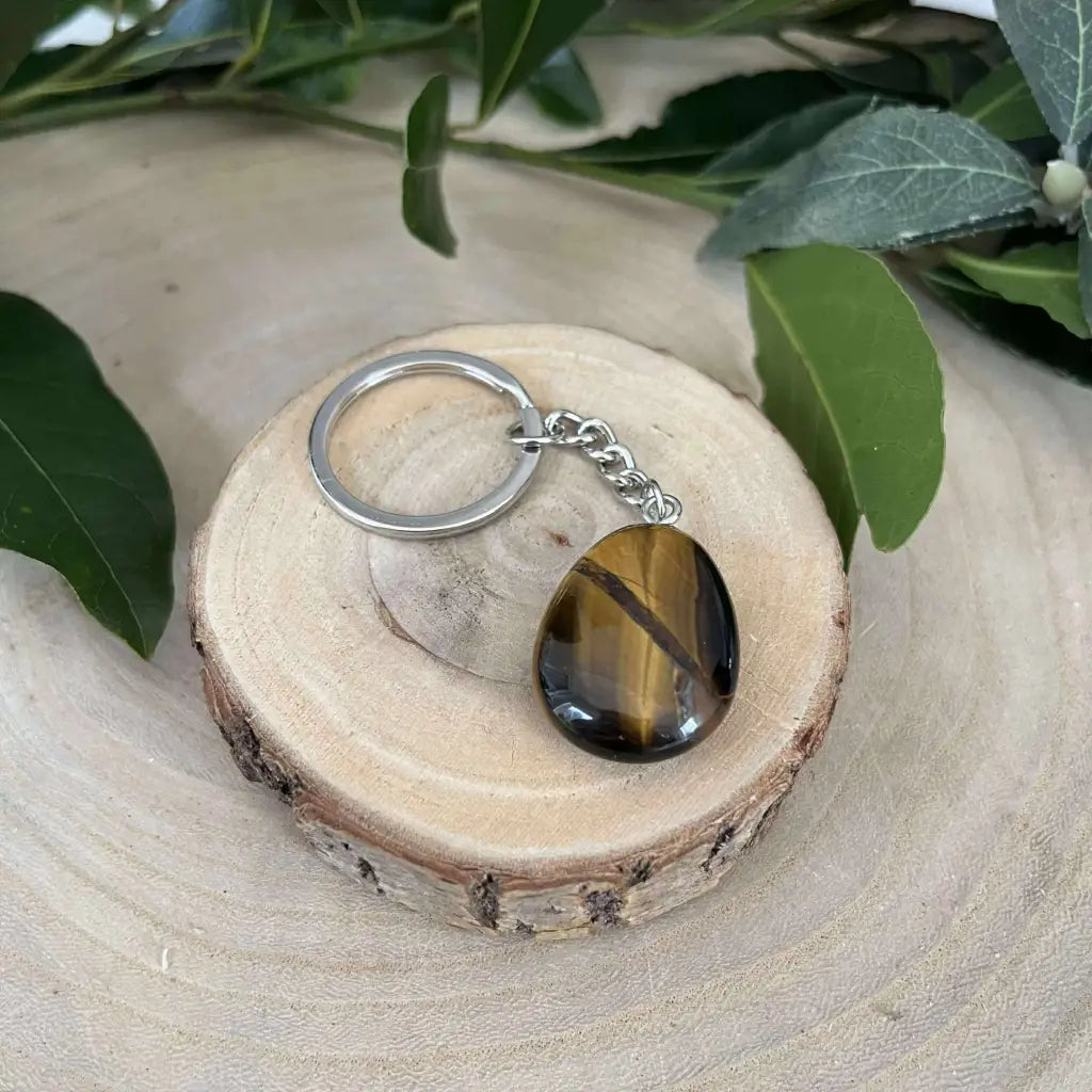 Porte-clés Œil de Tigre Naturel – Protection et Confiance