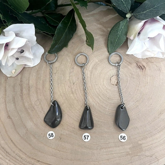 Les 3 porte-clés en shungite n°56, n°57 et n°58